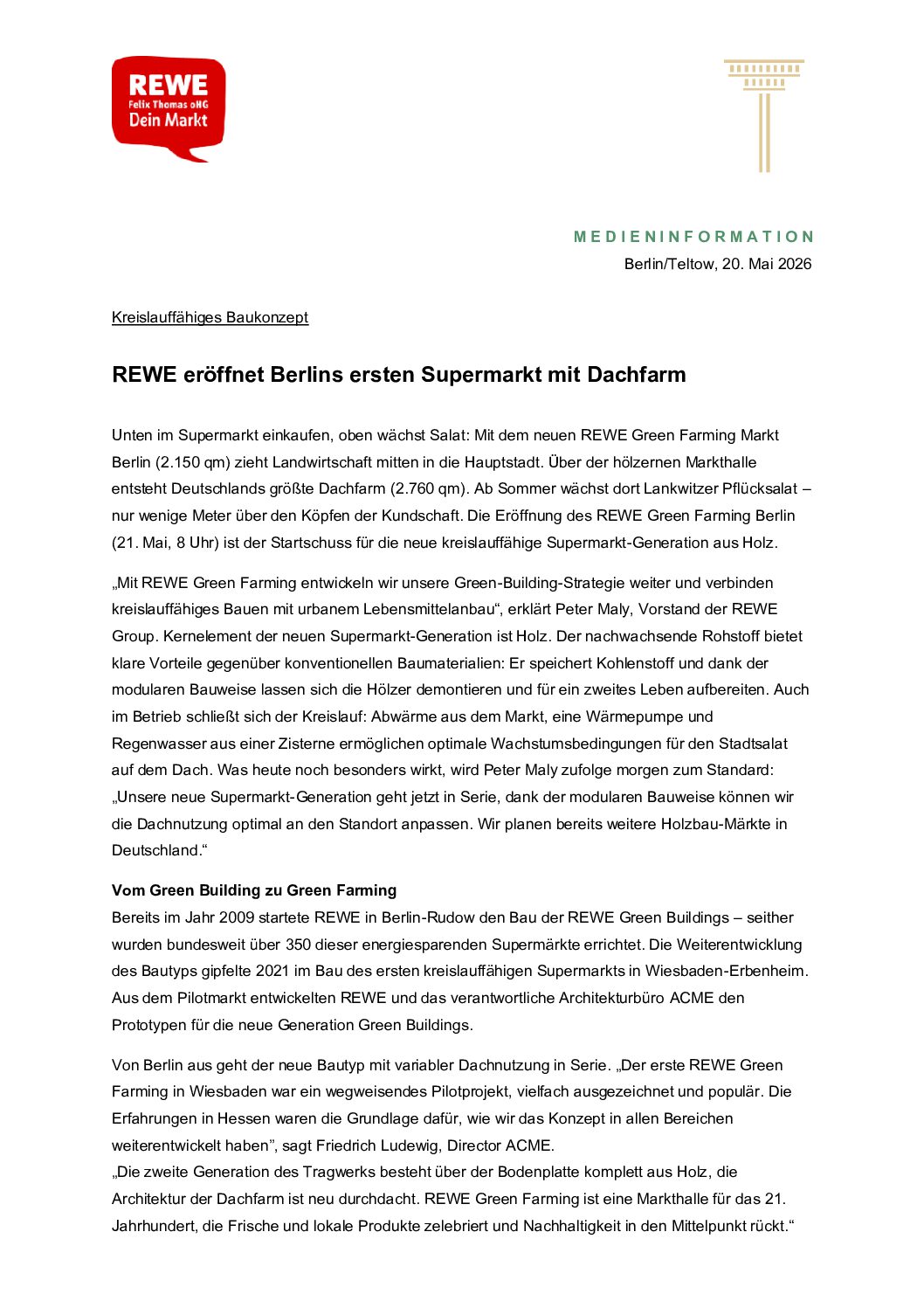 Holzbauserie REWE eroeffnet Berlins ersten Dachfarm Markt Fachmedien pdf